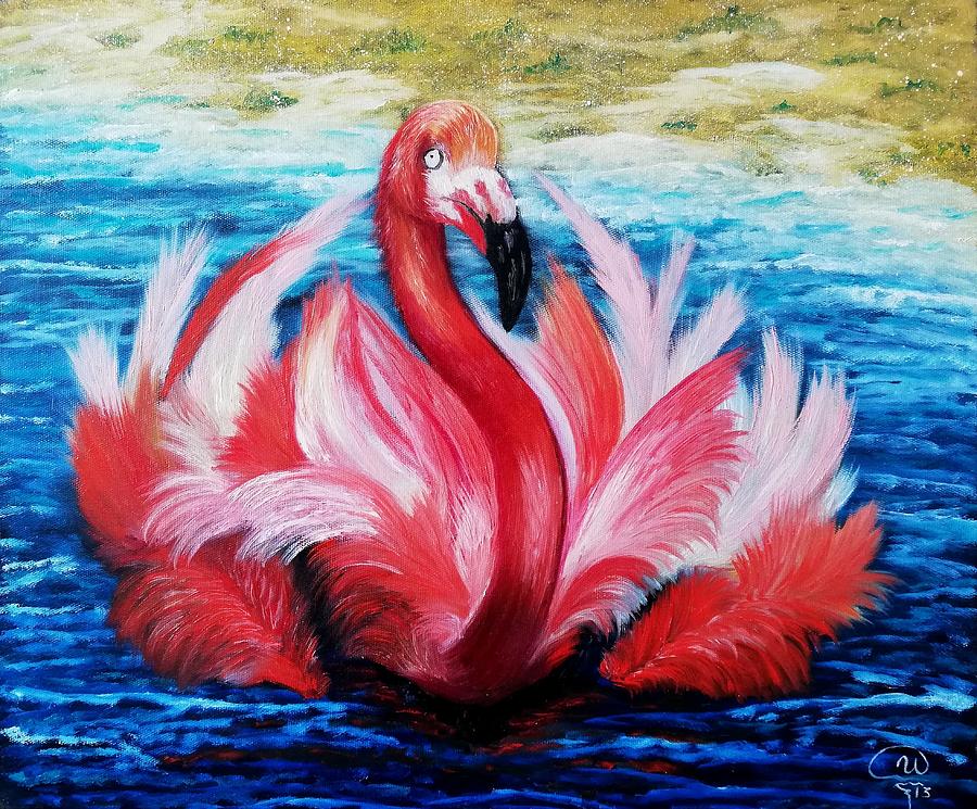 Flamingo Painting - Pink Flamingo by Iryna Fedarava