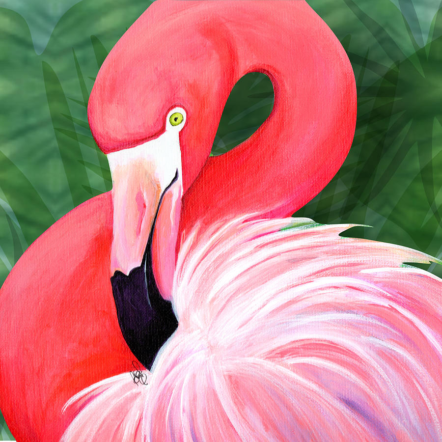 Pink Flamingo Painting Painting By Bridget Zoltek Pixels