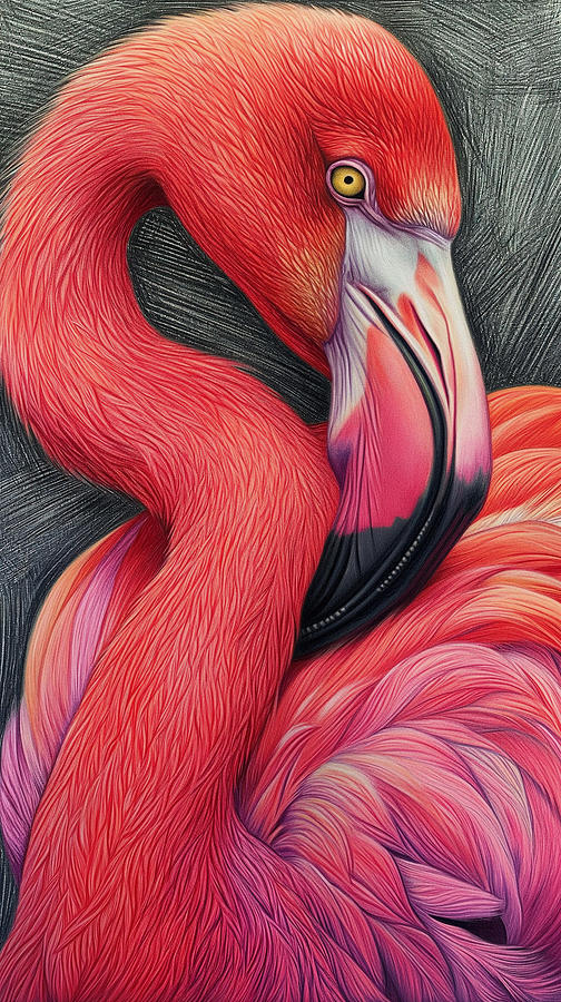 Flamingo Digital Art - Pink Flamingo Snuggle by Athena Mckinzie