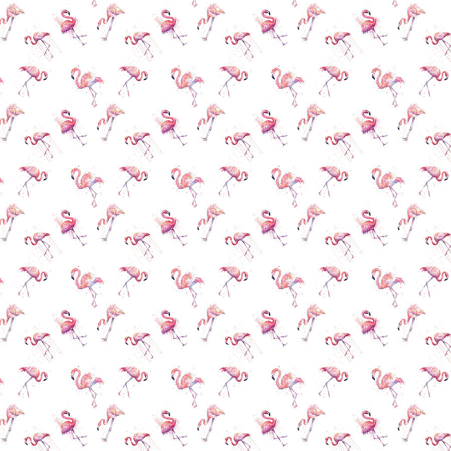 Flamingo Painting - Pink Flamingo Tropical Pattern by Olga Shvartsur