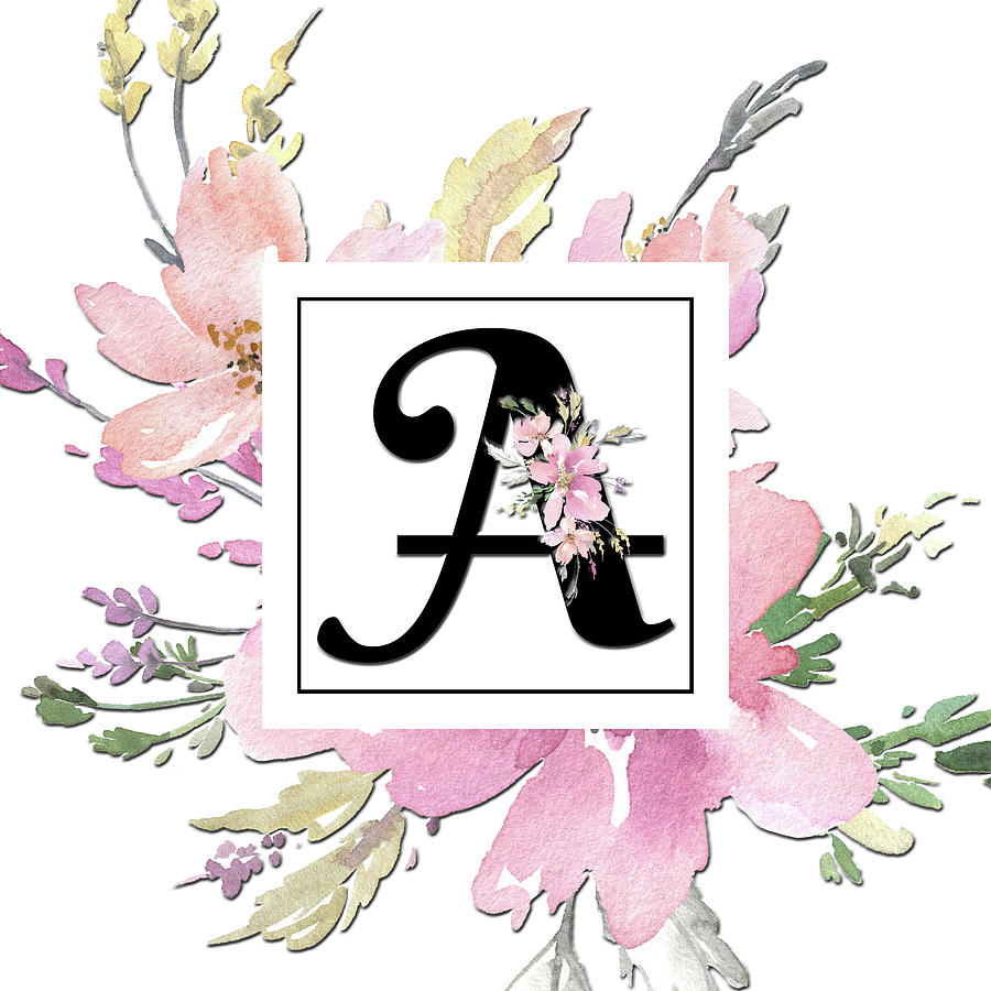 Pink Floral Monogram Digital Art by HH Photography of Florida