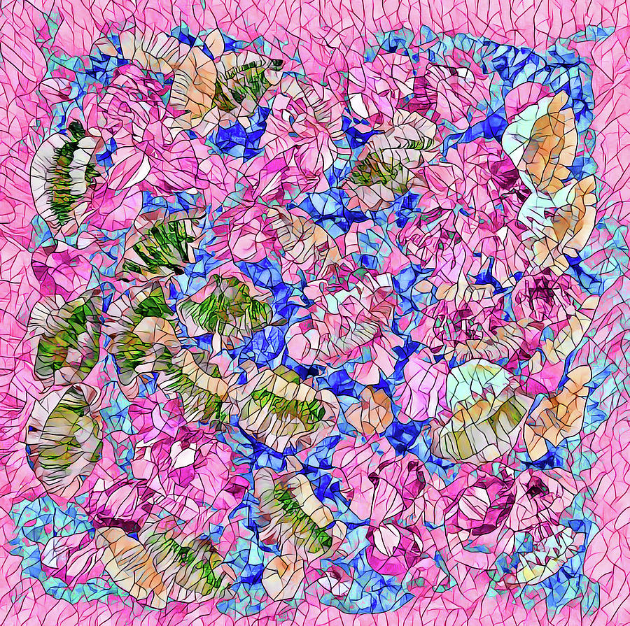 Pink Floral Mosaic Digital Art by Corinne Carroll