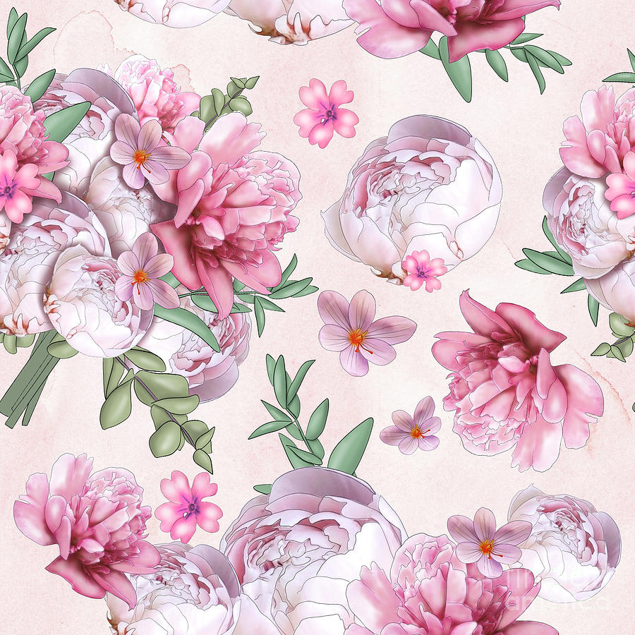 Pink floral print pattern Digital Art by Arkitekta Art - Fine Art America