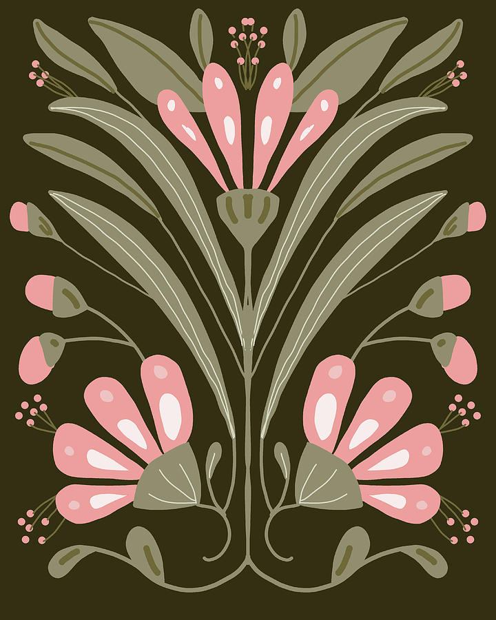 Pink Floral Tile Drawing by Nancy Merkle
