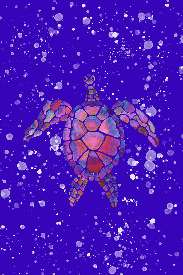 Pink Florida Sea Turtle Painting by Marcy Brennan