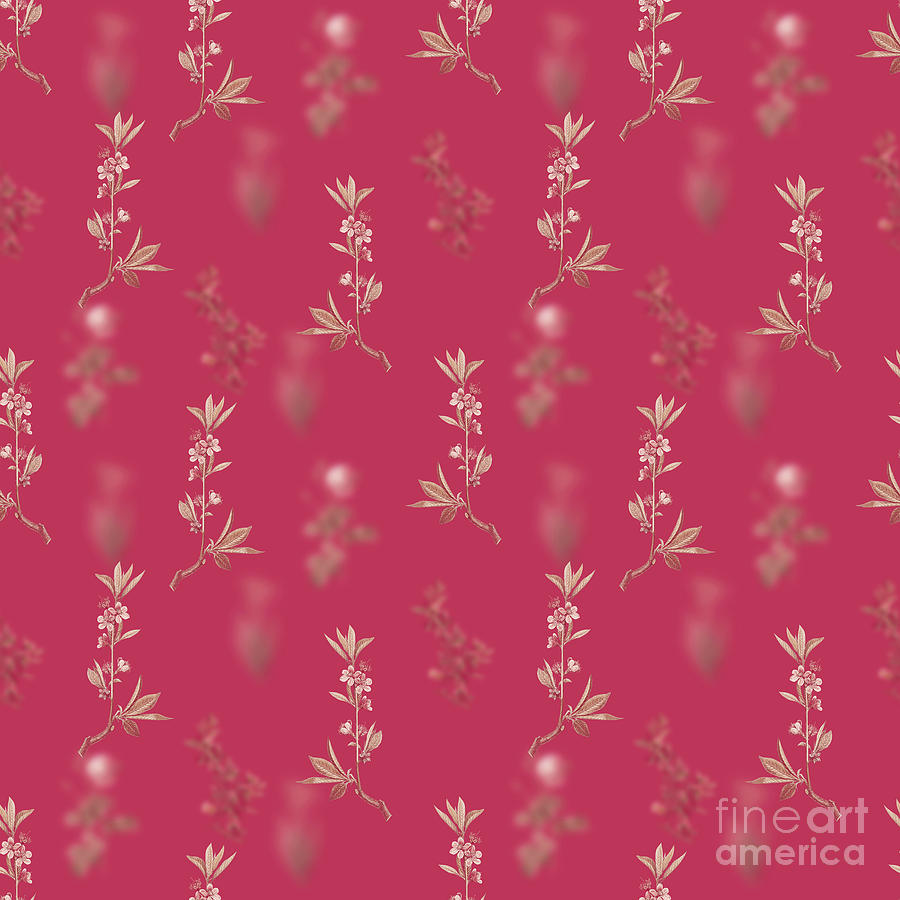Pink Flower Botanical Seamless Pattern In Viva Magenta N.1202 Mixed Media