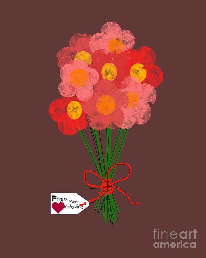 Pink Flower Bouquet for Valentines Day Digital Art by Colleen Cornelius