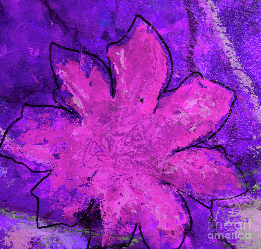 Pink flower on Purple Digital Art by Mini Arora
