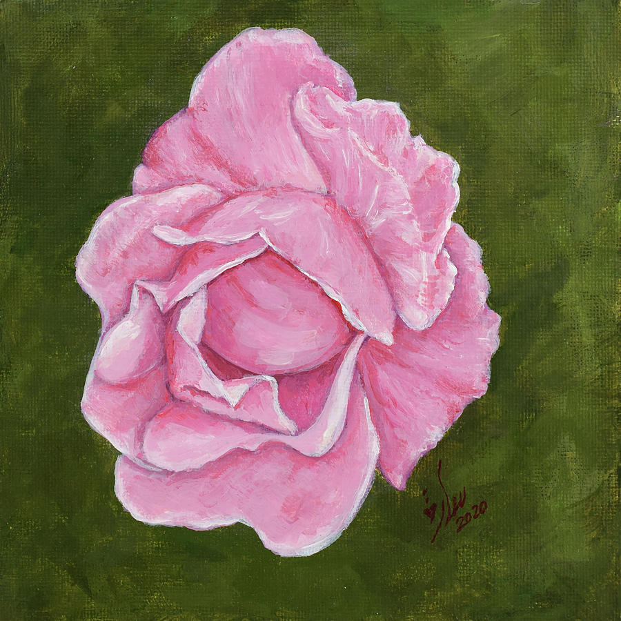 Pink Flower Painting by Sarra Elgammal