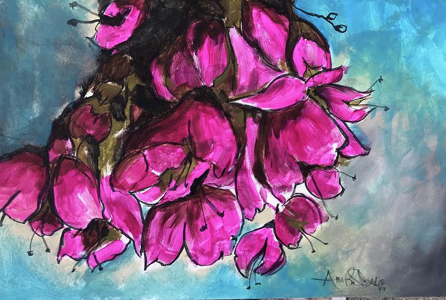 Pink Flowers Painting by Angie ONeal