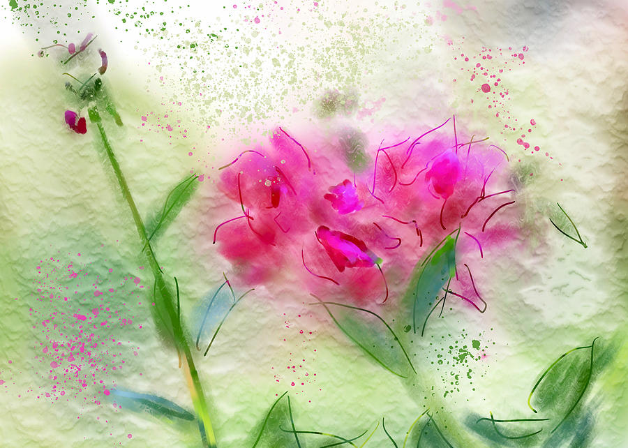 Pink Flowers in Digital Watercolors Digital Art by Cordia Murphy