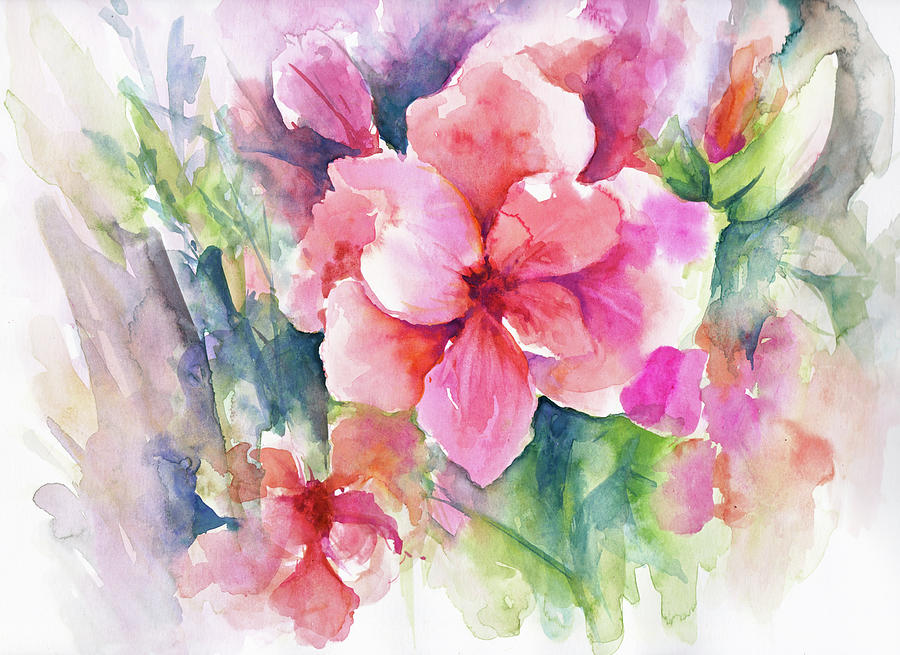 Pink Flowers Painting by Ioana Cretu | Pixels