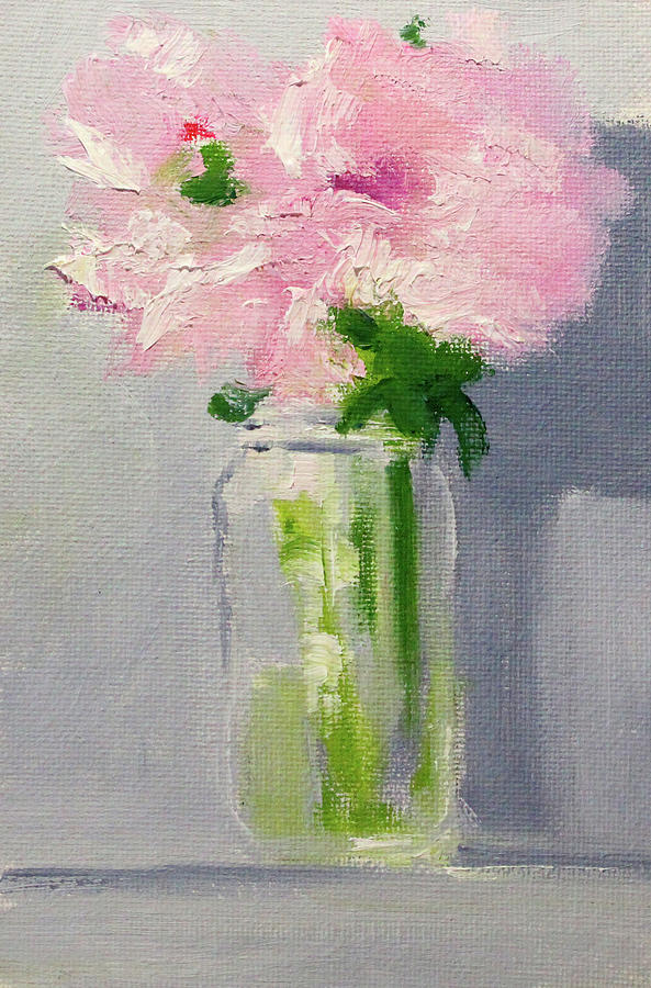 Pink flowers Painting by Nancy Merkle