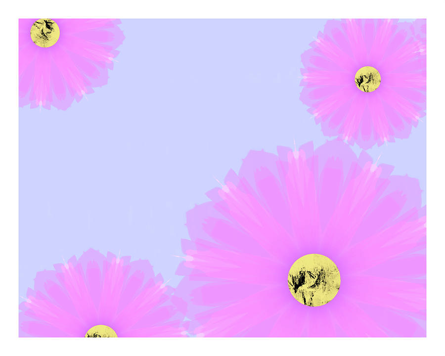 Pink Flowers On A Bluish Background Digital Art