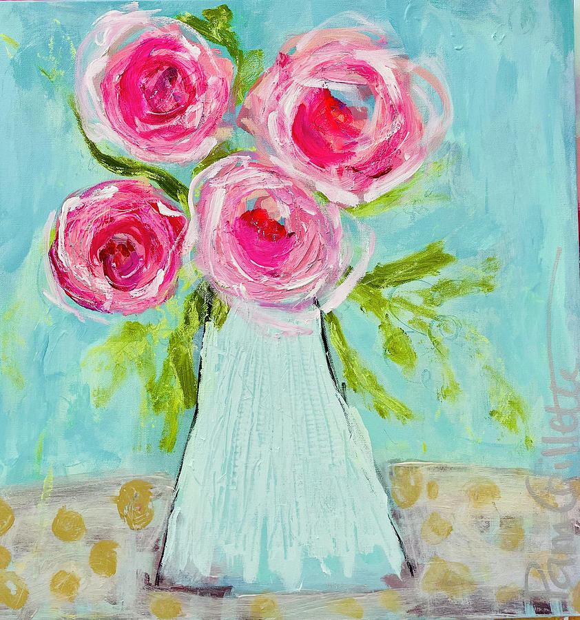 Pink flowers Painting by Pam Gillette