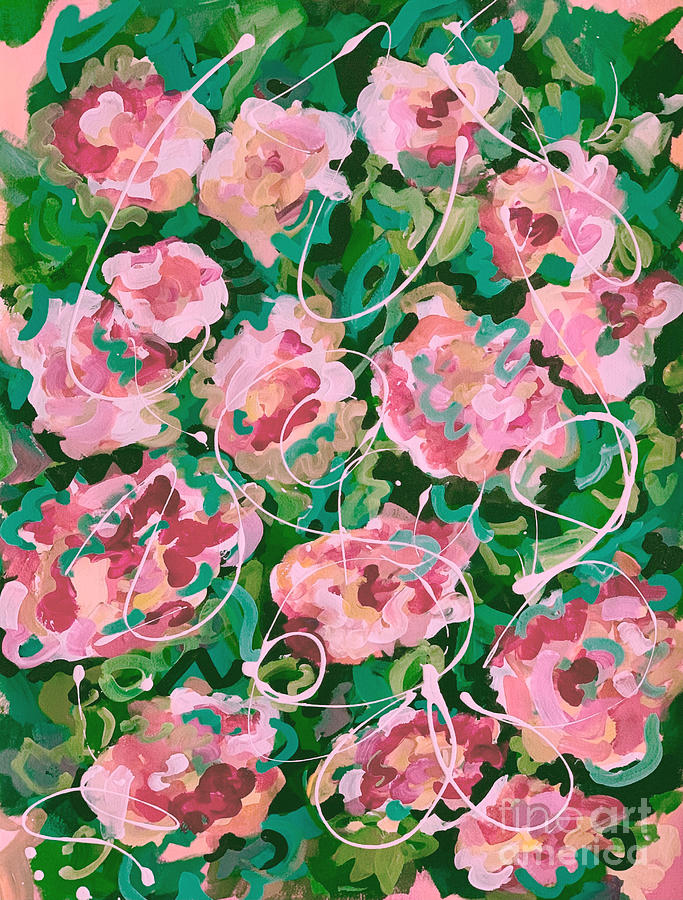 Pink Flowers Painting by Patsy Walton