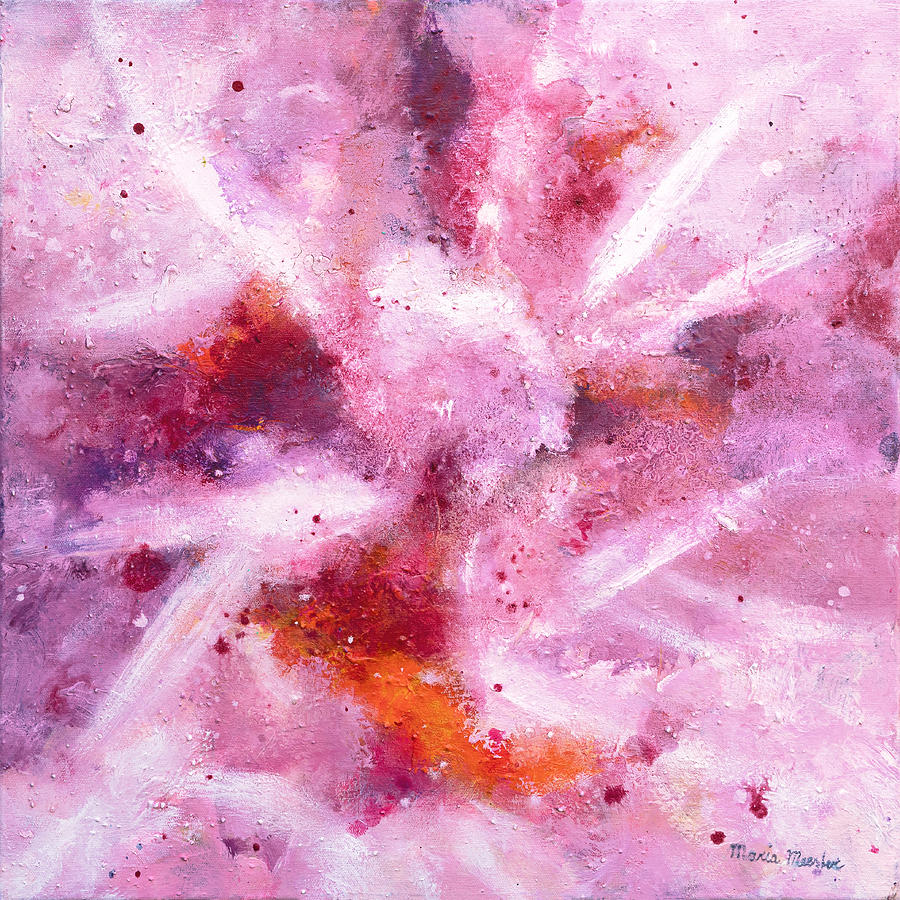 Pink Galactic Explosion Painting by Maria Meester