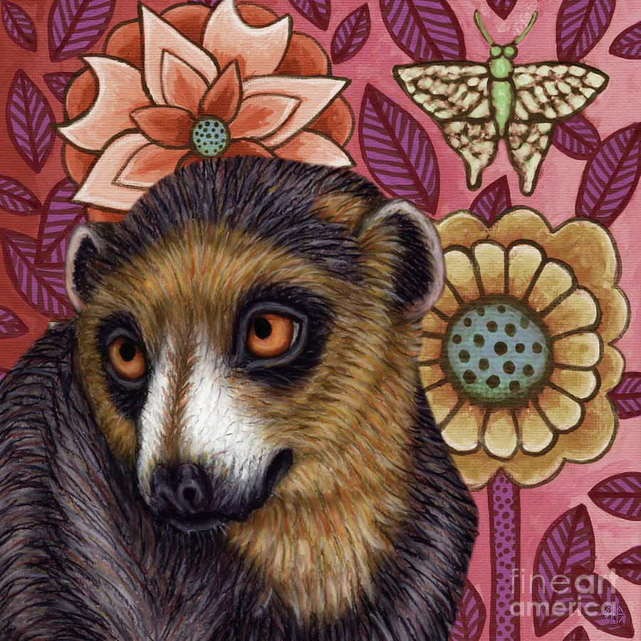 Pink Garden Lemur Painting by Amy E Fraser
