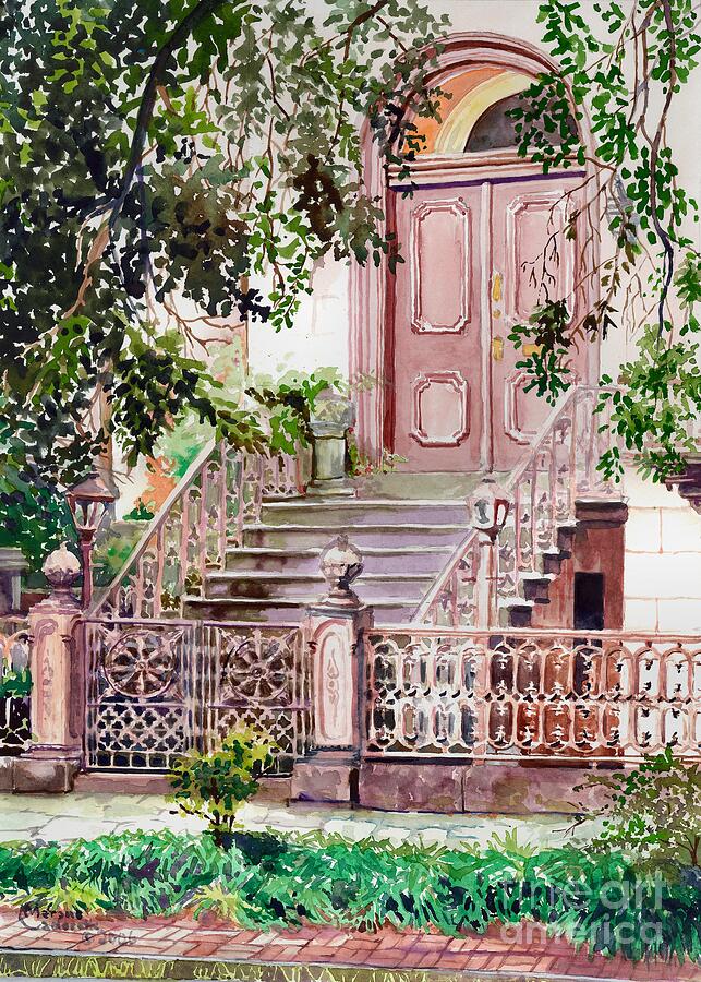Pink Gate Painting by Merana Cadorette