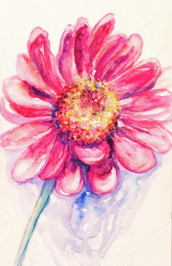 Pink Gerbera Daisy Painting by Ashley Kujan