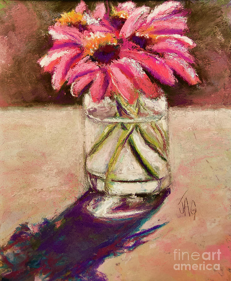 Pink Gerbers Pastel by Joyce Guariglia