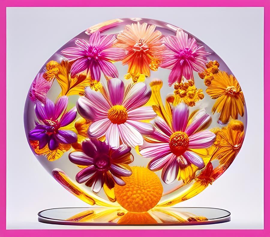 Pink Glass Flowers Digital Art by Beverly Read