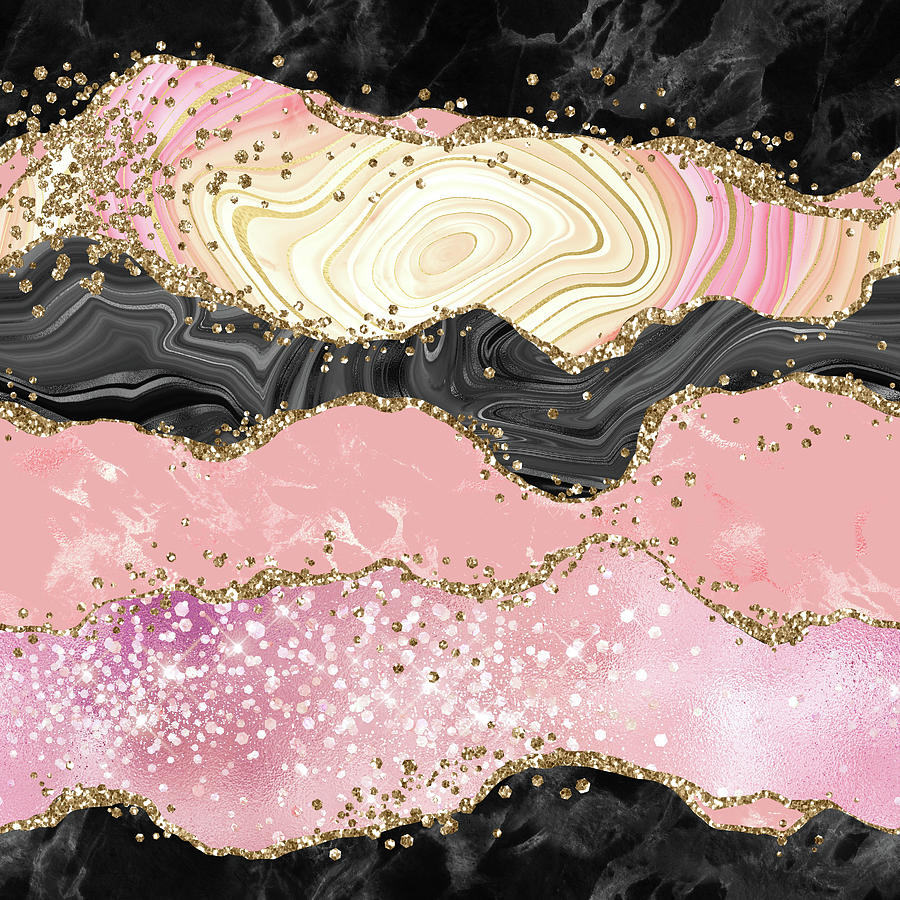 Pink Glitter Agate Texture 05 Painting By Aloke Creative 