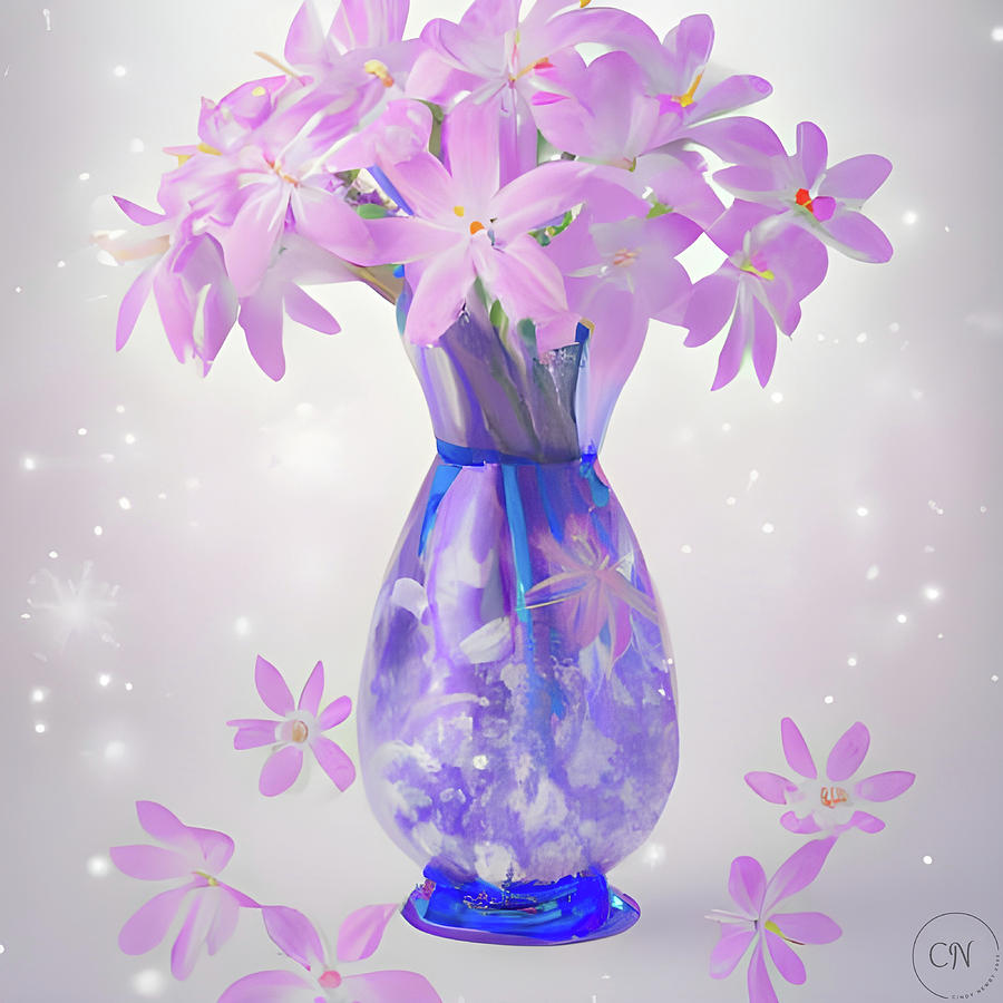 Pink Glory of the Snow Flowers Digital Art by Cindys Creative Corner