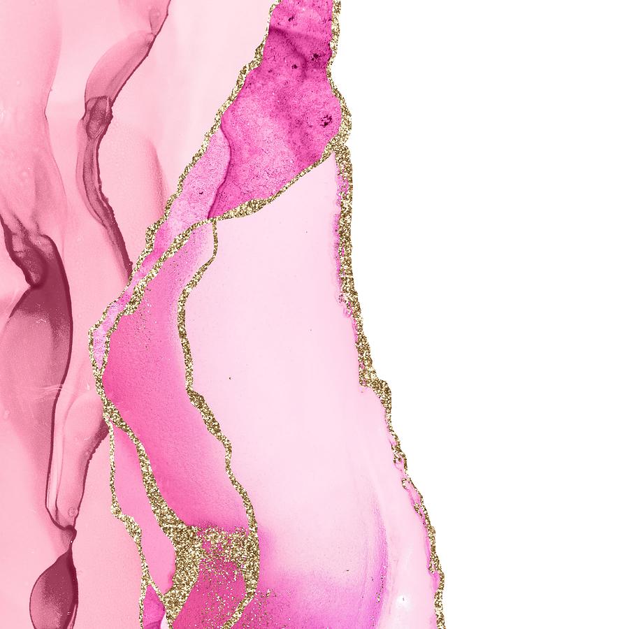 Pink Gold Agate Texture 01 Digital Art by Aloke Design