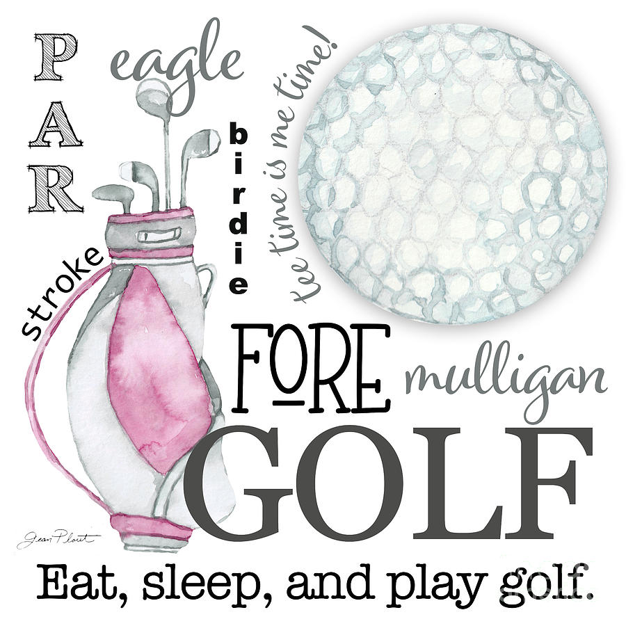 Golf Mixed Media - Pink Golf Art by Jean Plout