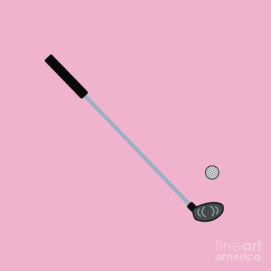 Pink Golf Ball And Club Digital Art