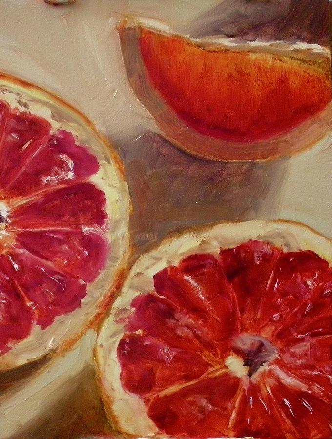 Pink grapefruit Painting by Lee Stockwell