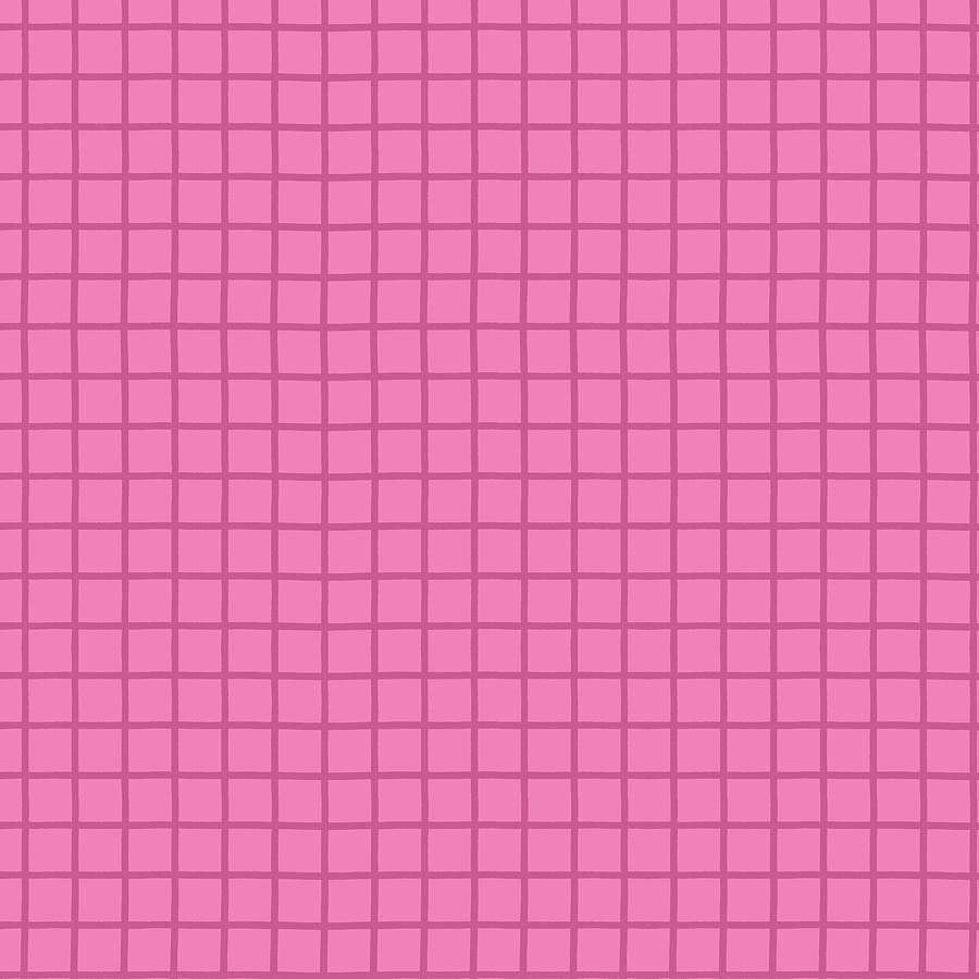 Pink Grid Pattern by Jen Montgomery Painting by Jen Montgomery