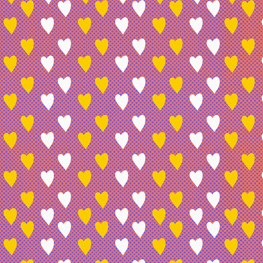Pink Happy Heart Pattern - Art by Jen Montgomery Painting by Jen Montgomery