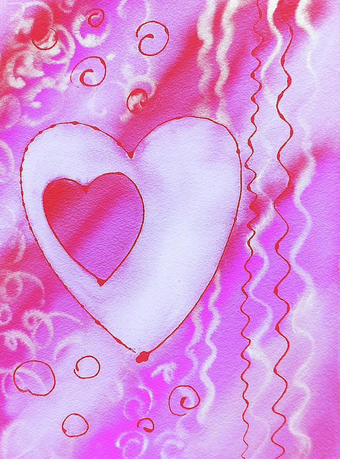 Pink Heart Abstract Watercolor Painting  Painting by Irina Sztukowski