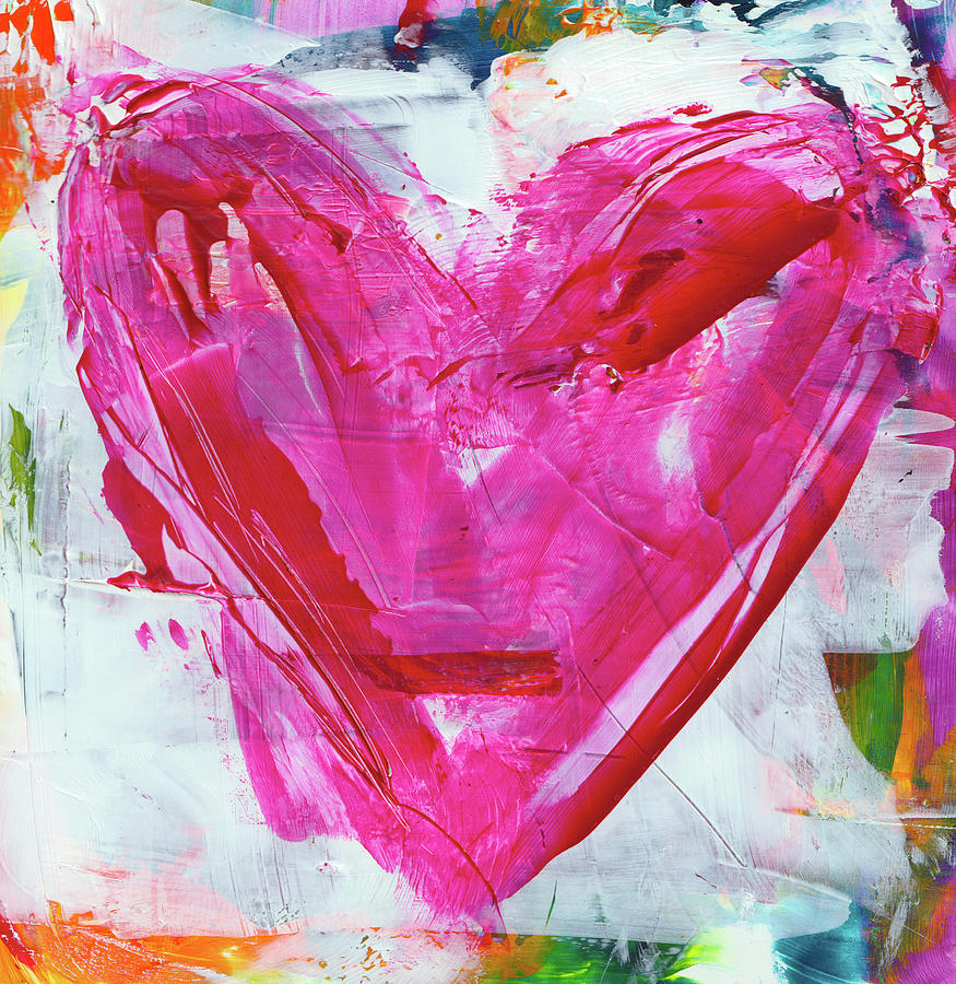 Pink Heart Art by Kathleen Tennant Mixed Media by Kathleen Tennant ...