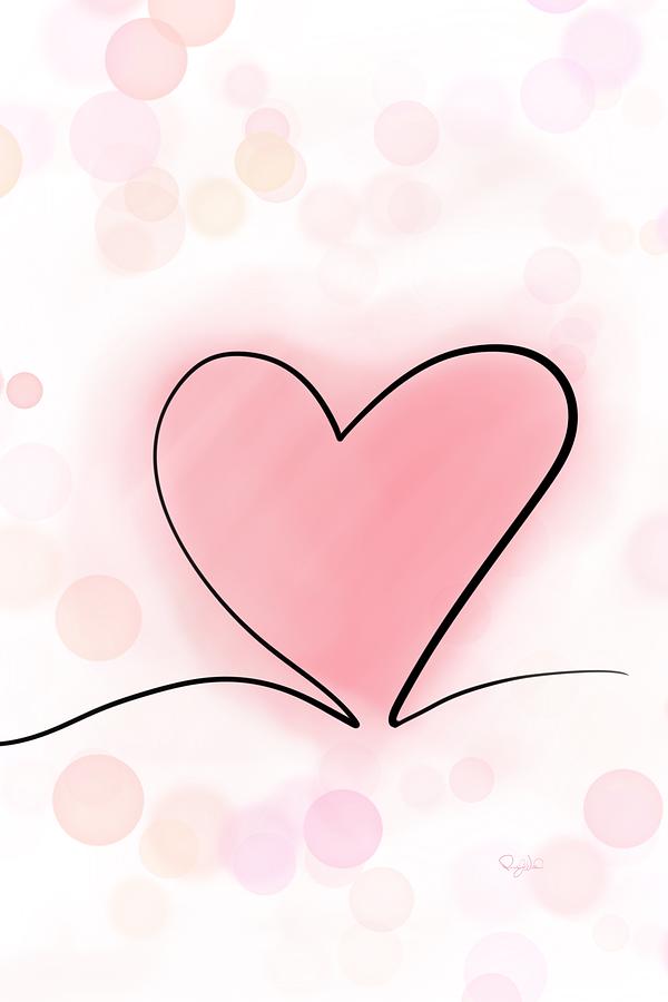 Pink Heart Line Art Digital Art by Pamela Williams