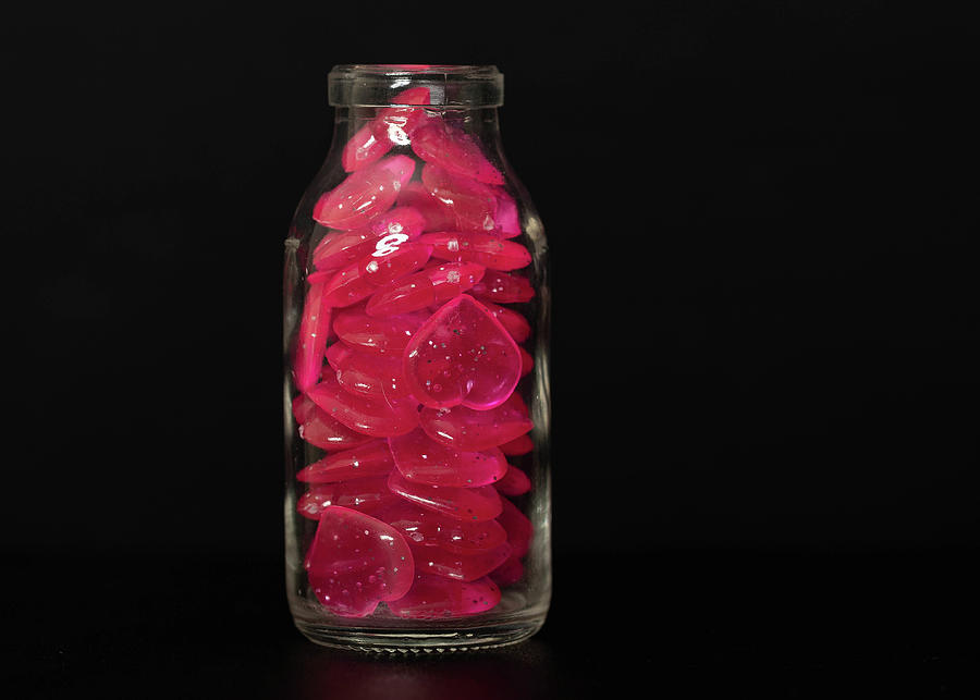 Pink Hearts Jar Photograph by Amelia Pearn