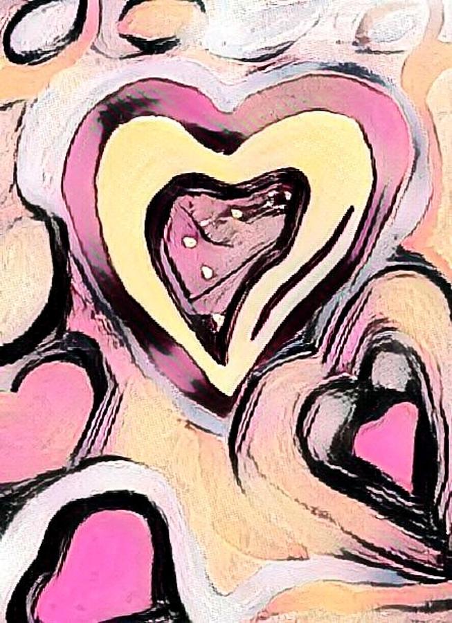 Hearts Painting - Pink Hearts by Vickie Hibler Hearts Painting - Pink Hearts by Vickie Hibler