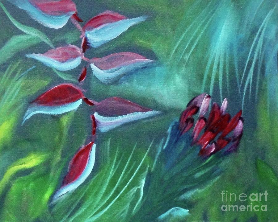 Pink Heliconia and Protea Painting by Jenny Lee