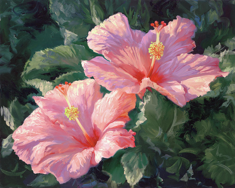 Botanicals Painting - Pink Hibiscus II by Laurie Snow Hein