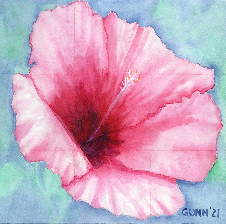 Pink Hibiscus Painting by Katrina Gunn