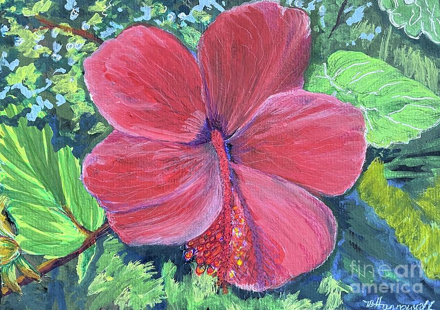 Pink Hibiscus  Painting by Tracey Hunnewell