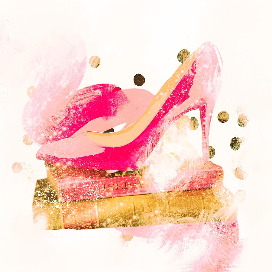 Pink high heels- pink and gold- fashion artwork Digital Art by Urvashi ...