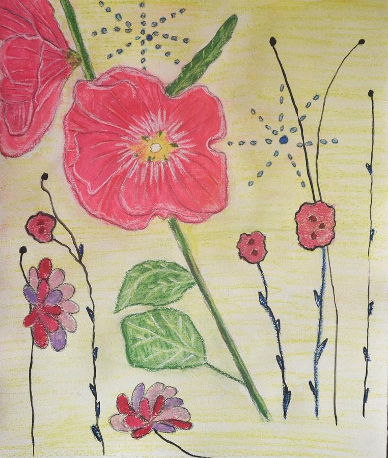 Pink Hollyhock abstract  Pastel by Magdalena Frohnsdorff