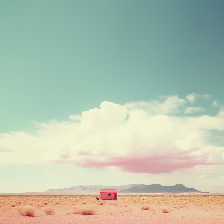 Mountain Digital Art - Pink Hut in a Pale Desert by YoPedro