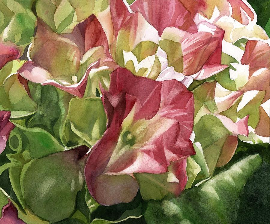 Pink Hydrangea Painting by Alfred Ng