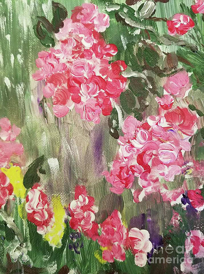 Pink Hydrangea Flowers Painting
