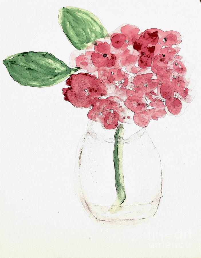 Pink Hydrangea in a Jar Painting by Margaret Welsh Willowsilk