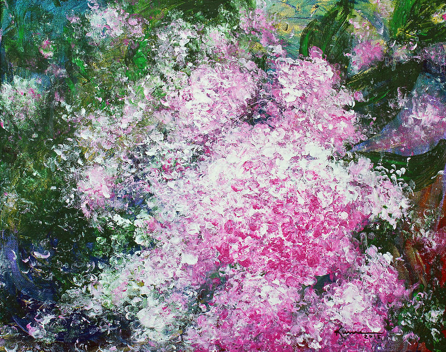Pink Hydrangeas Painting by Kume Bryant